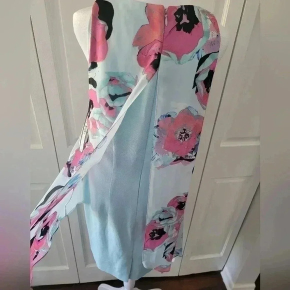 Tahari Floral Sleeveless Chiffon Dress Wedding Formal Size 8 NWT $128 Retail - Picture 5 of 8